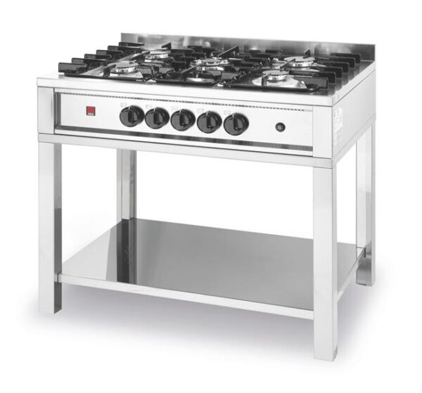 5-horákový plynový sporák Kitchen Line na otvorenom podstavci, HENDI, Kitchen Line, 14,3kW, 900x640x(H)910mm