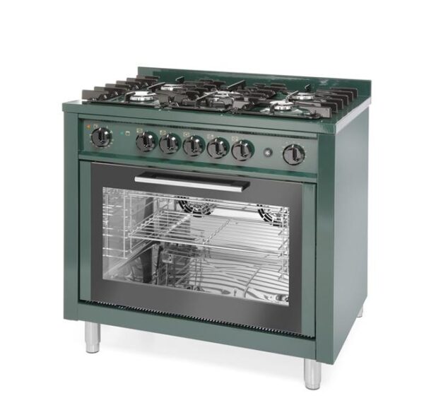 Plynový sporák 5 horákov s elektrickou rúrou + grilom GN 1/1 230V/2900W, 14,3kW | Hendi 225707 - Image 4