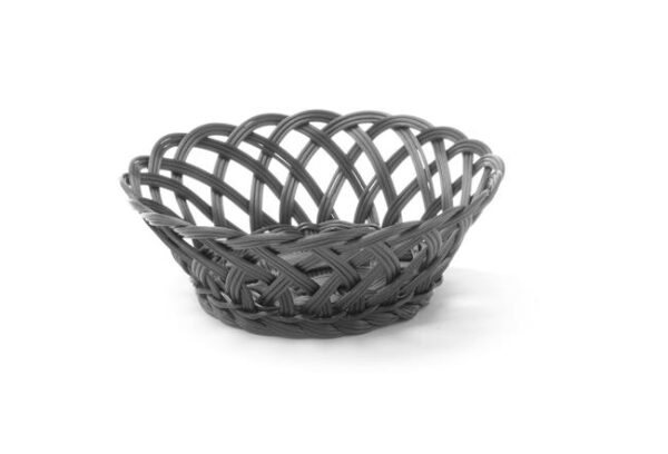Košík pletený, HENDI, okrúhly, Čierna, 200x200x(H)65mm - Image 4