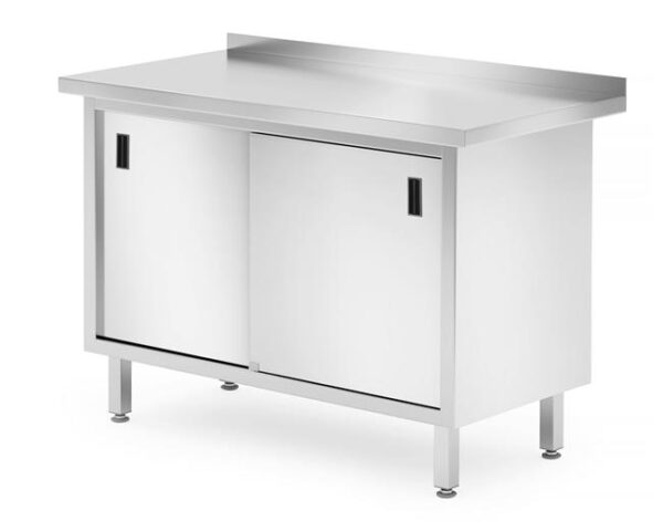 Nástenný stôl, skrinka s posuvnými dvierkami – zváraný, HENDI, Profi Line, 800x600x(H)850mm - Image 3
