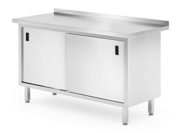 Nástenný stôl, skrinka s posuvnými dvierkami – zváraný, HENDI, Profi Line, 800x600x(H)850mm - Image 4