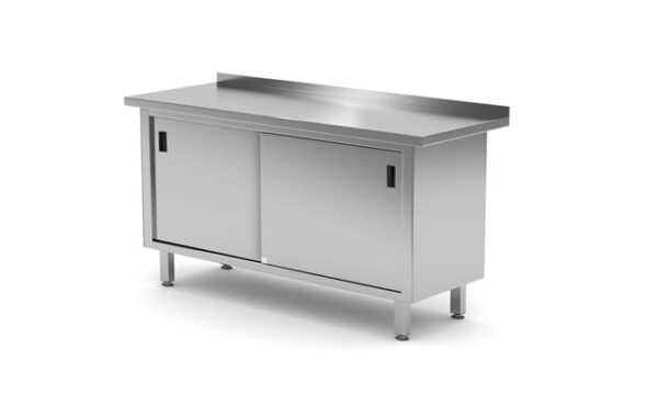 Nástenný stôl, skrinka s posuvnými dvierkami – zváraný, HENDI, Profi Line, 800x600x(H)850mm - Image 5