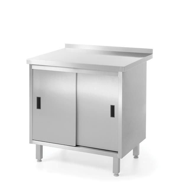 Nástenný stôl, skrinka s posuvnými dvierkami – zváraný, HENDI, Profi Line, 800x600x(H)850mm