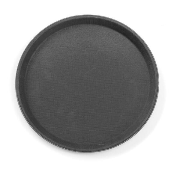Polypropylénový servírovací podnos, protišmykový, guľatý, čierny, HENDI, ø360x(H)20mm