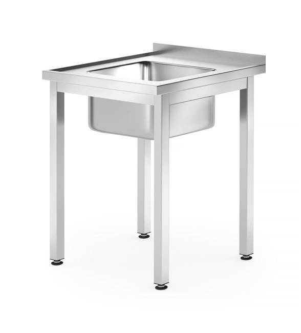 Stôl s drezom, skrutkovaný - pre montáž na stenu, HENDI, Kitchen Line, 600x700x(H)850mm