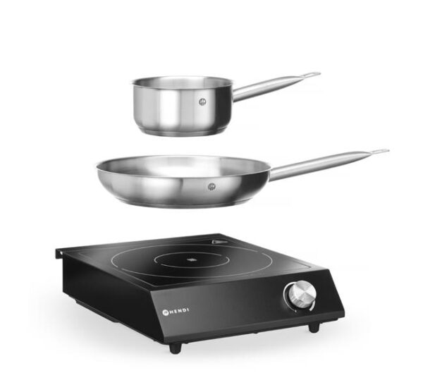 Sada: Indukčný sporák 3500W + hrniec + panvica na smaženie, HENDI, Čierna, 220-240V/3500W, 320x395x(H)95mm - Image 8