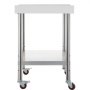 Nerezový stôl + bočný panel 61 x 38 cm, so 4 kolieskami - Image 2