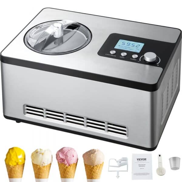 VEVOR elektrický stroj na zmrzlinu 2l zmrzlina mrazený jogurt sorbet z nehrdzavejúcej ocele gelato