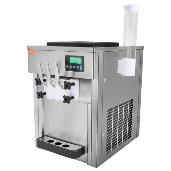 Komerčný výrobník zmrzliny VEVOR, 1800 W, 3 príchute, doska stroja na mäkkú zmrzlinu, 2 x 4 l lievik, 2 x 1,8 l valec