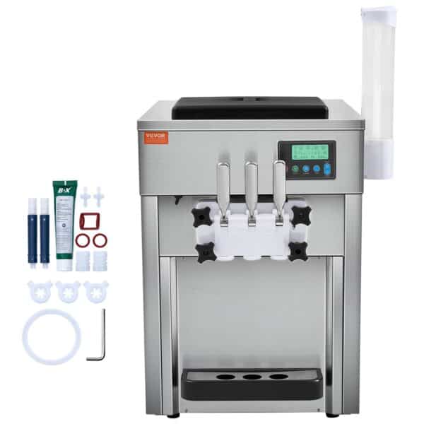 Komerčný výrobník zmrzliny VEVOR, 1800 W, 3 príchute, doska stroja na mäkkú zmrzlinu, 2 x 4 l lievik, 2 x 1,8 l valec - Image 5