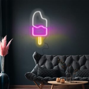 LED svetelný nápis - Zmrzlina - biela/ružová/žltá - 450x203mm
