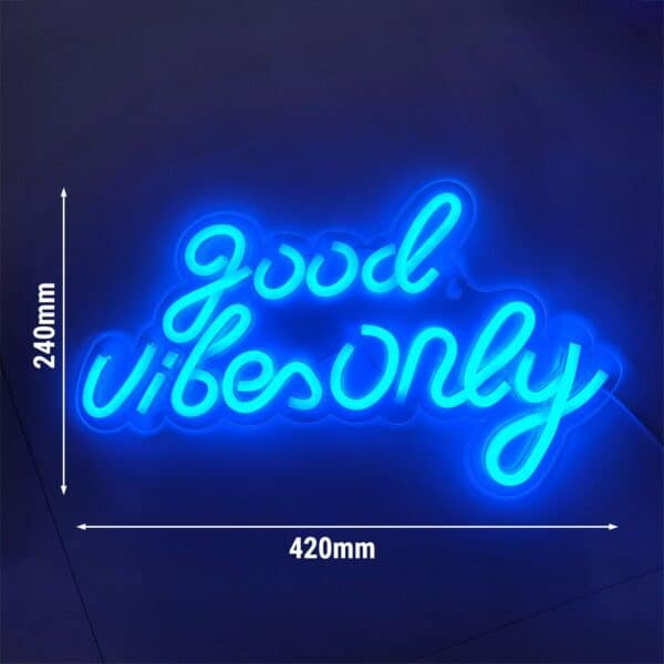 LED svetelný nápis - Good Vibes Only - Modrý - 420x240 mm - Image 2