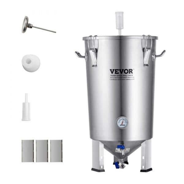 Systém varenia piva VEVOR Zariadenie na varenie piva nerez 30 l fermentor piva, varný vedro fermentor na varenie, príslušenstvo na domáce varenie s podstavcom, kotlík na vývar vrátane veka, rukoväť, ventil, kohútik