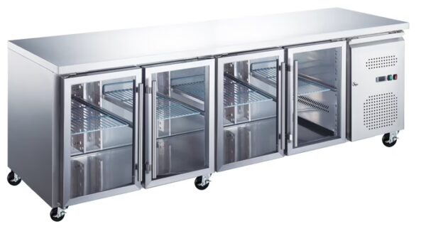 Chladiaci stôl 553L - 223cm - 4 sklenené dvierka