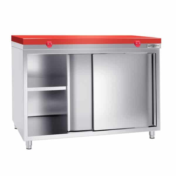 Nerezová pracovná skriňa PREMIUM - 1200x800mm - s posuvnými dverami bez podstavca vrátane reznej dosky - Image 2