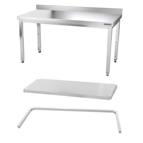 Nerezový pracovný stôl PREMIUM - 1500x600mm - s podnožou, podperou a podperou - Image 6