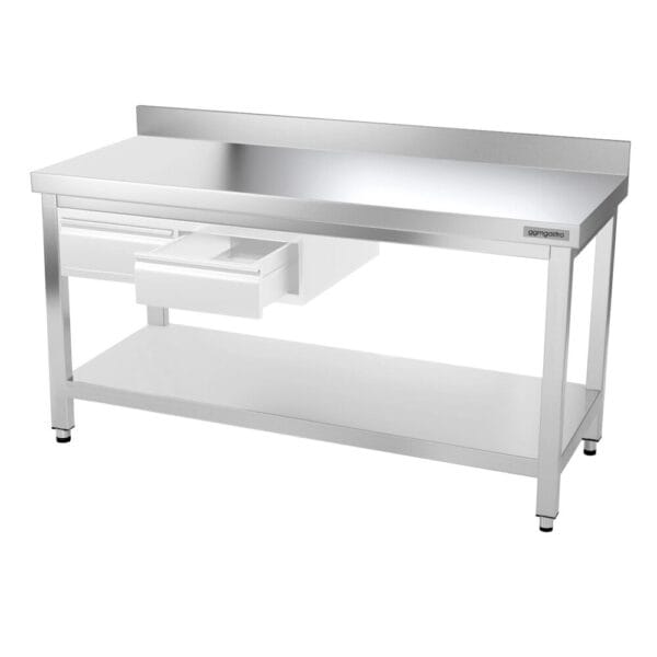 Nerezový pracovný stôl PREMIUM - 1500x600mm - s podnožou, podperou a podperou - Image 9