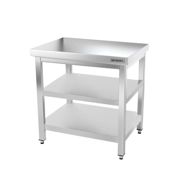 Nerezový pracovný stôl PREMIUM - 600x600mm - so základnou policou a medzipoličkou - Image 4