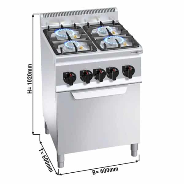 Plynový sporák - 19 kW - 4 horáky - vrátane elektrickej rúry- 3 kW - Image 5