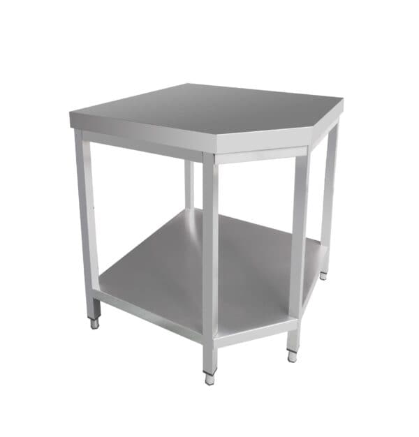 Nerezový rohový pracovný stôl PREMIUM - 1000x700mm - s podnožou bez podstavca - Image 2