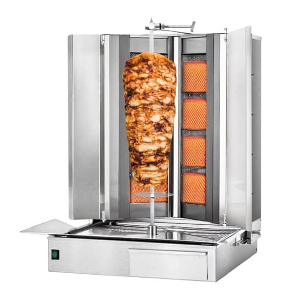 Plynový gril na kebab gyros/doner - 4 horáky tvar V - max 100 kg - vrátane 2 krytov a 2 krídlových dverí - Image 6