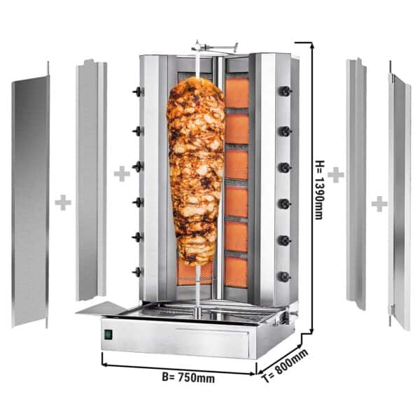 Plynový gril na kebab gyros/doner - 6 horáky - max 150 kg - vrátane 2 krytov a 2 krídlových dverí - Image 8