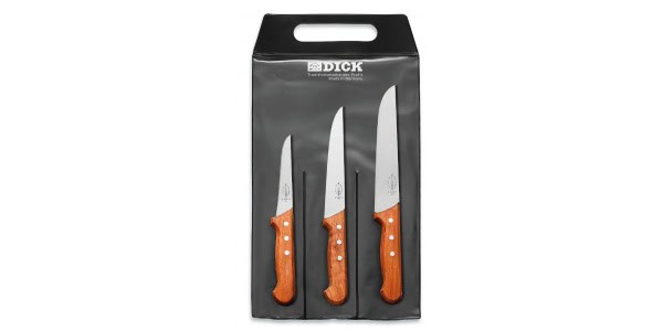 F. Dick Sada 3 nožov s drevenou rukoväťou 18 cm, 13 cm a 21 cm
