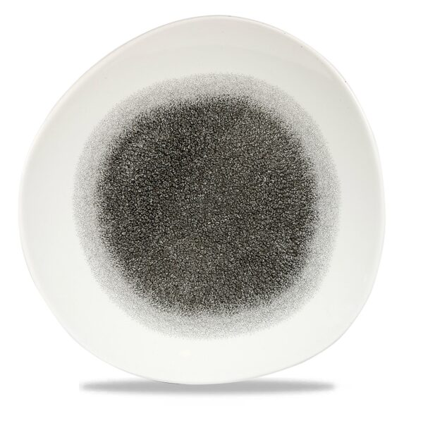 Tanier plytký v organickom tvare  Raku Quartz Black 286 mm, 1 ks