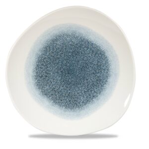 Tanier plytký v organickom tvare  Raku Topaz Blue 286 mm, 1 ks