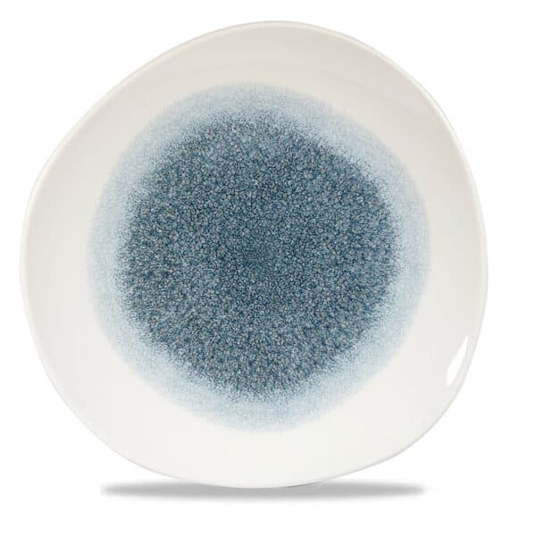 Tanier plytký v organickom tvare  Raku Topaz Blue 286 mm, 1 ks