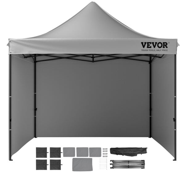 Altánok 3m x3 mx 320cm  500D PU strieborná látka Skladací pavilón s nastaviteľnou výškou vrátane úložného vrecka Párty stan pre 6-8 osôb - Image 5