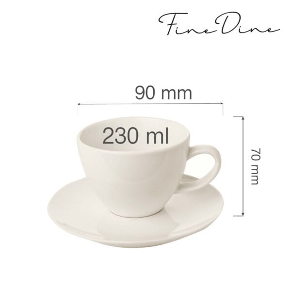 Elegantná šálka s podšálkou na kávu a čaj Crema 230 ml, 1 ks