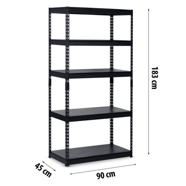 Kovový úložný regál 183 x 90 x 45 cm Humberg HR-700 čierny - Image 3