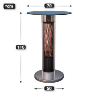 MARA | Sklenený stolový ohrievač | Ø 70 cm | 800 a 1600 W | Infračervený / Elektrický | 2 nastavenia teploty