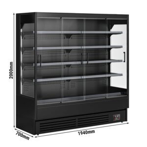 Prístenný chladiaci regál s posuvnými dverami - 1940 mm - 893L - s LED osvetlením a 4 policami