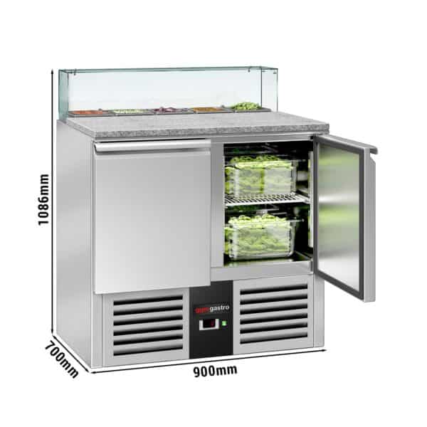Saladety PREMIUM - 900 mm - 2 dvierka - so sklenenou vložkou pre 5x GN 1/6