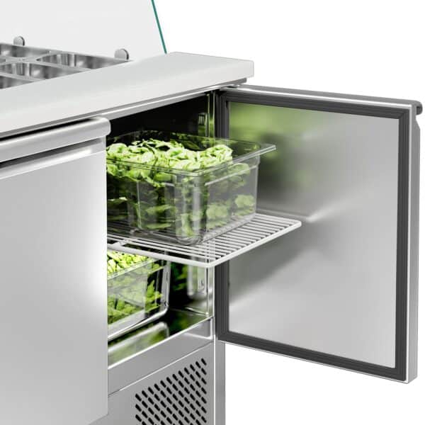 ECO saladety deska - 900 mm - 2 dvierka - so sklenenou doskou pre 2x GN 1/1 a 3x GN 1/6 - Image 9