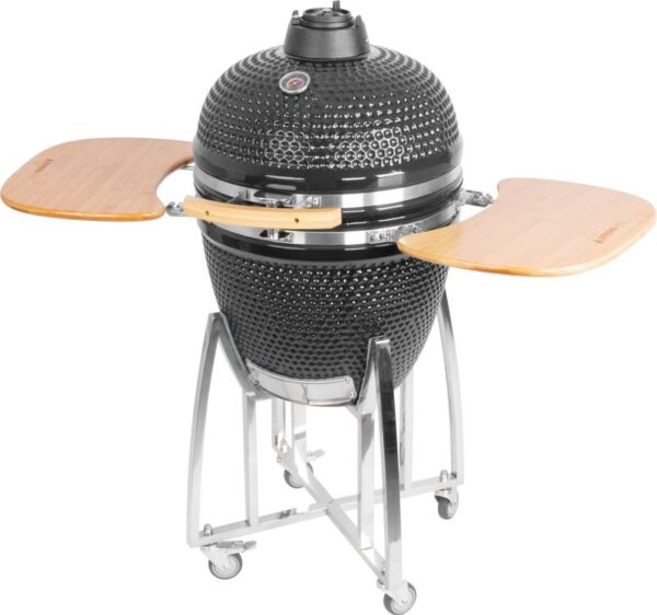 Kamado gril priemer 46,7 cm, gril výška 91 cm, čierny, 130x73x122 cm