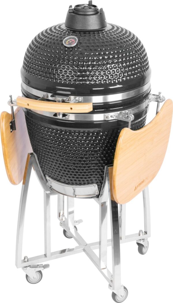 Kamado gril priemer 46,7 cm, gril výška 91 cm, čierny, 130x73x122 cm - Image 11