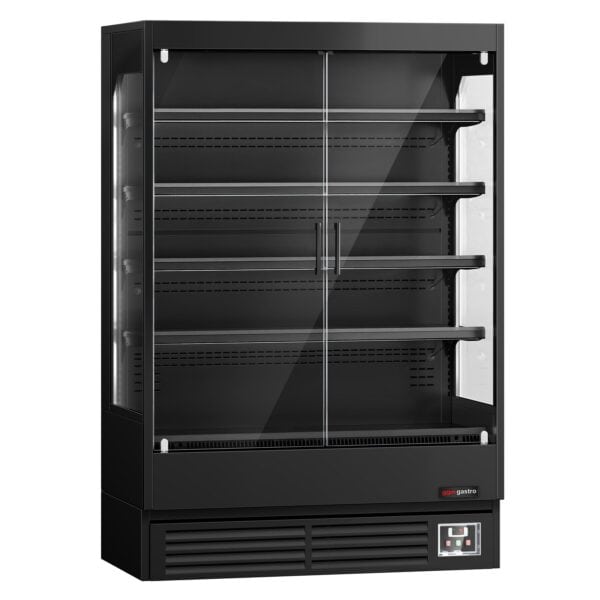 Prístenný chladiaci regál s krídlovými dverami - 1320 mm - 595L - s LED osvetlením, 2 sklenenými dverami a 4 policami - Image 4