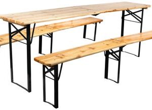 Set pivný DORTMUND Max3 Slim, stôl 220x50x76,5 cm, 2x lavica 220x25x46,5 cm, drevo 27 mm