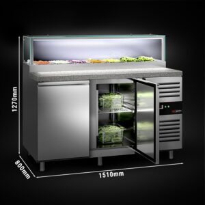 Saladety PREMIUM - 1510 mm - 2 dvierka - so sklenenou vložkou pre 7x GN 1/3