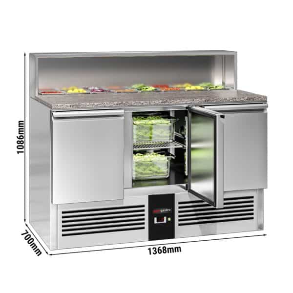 Saladety PREMIUM - 1368 mm - 3 dvierka - s nerezovou doskou pre 8x GN 1/6