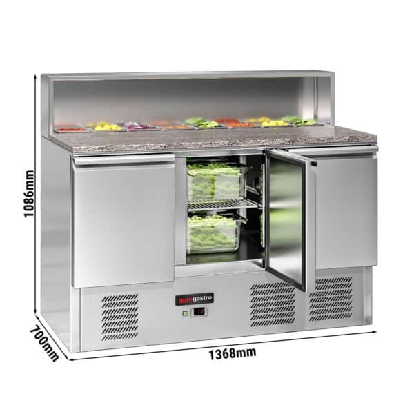 ECO saladety doska – 1368 mm – 3 dvierka – s nerezovou doskou pre 8x GN 1/6
