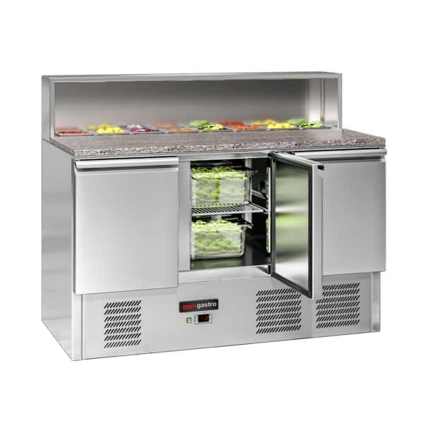 ECO saladety doska – 1368 mm – 3 dvierka – s nerezovou doskou pre 8x GN 1/6 - Image 2