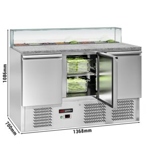 Saladety ECO - 1368 mm - 3 dvierka - so sklenenou vložkou pre 8x GN 1/6
