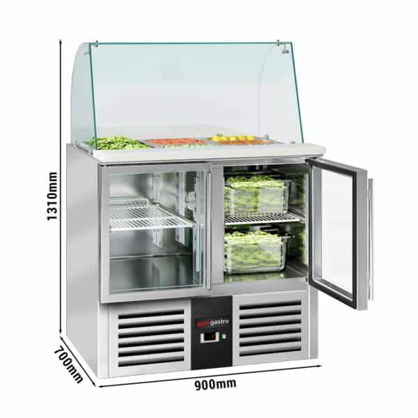 Saladety PREMIUM - 900 mm - 2 sklenené dvierka - so sklenenou doskou pre 2x GN 1/1 a 3x GN 1/6