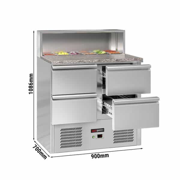 Saladety ECO - 903 mm - 4 zásuvky - s nerezovou platňou pre 5x GN 1/6