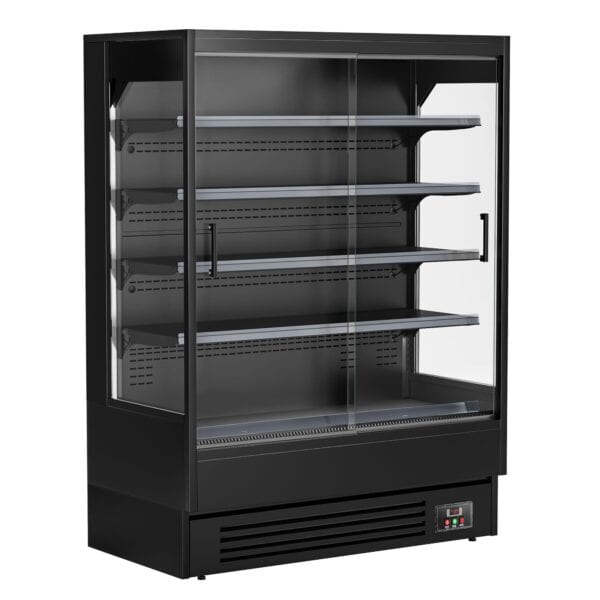 Prístenný chladiaci regál s posuvnými dverami - 1585 mm - 693L - s LED osvetlením a 4 policami - Image 7