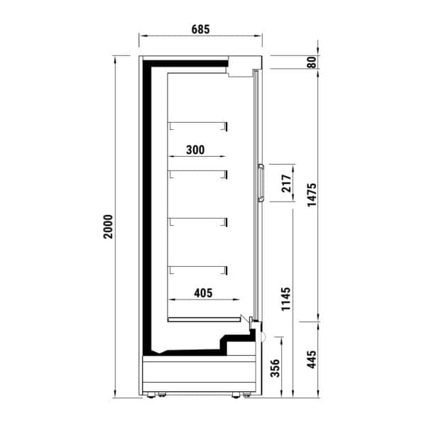 Prístenný hladiaci regál - 1,25 x 0,69 m - so 4 policami - nerezová oceľ 700 hlboký - Image 2